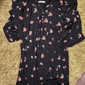 We The Free Black Floral Midi Dress